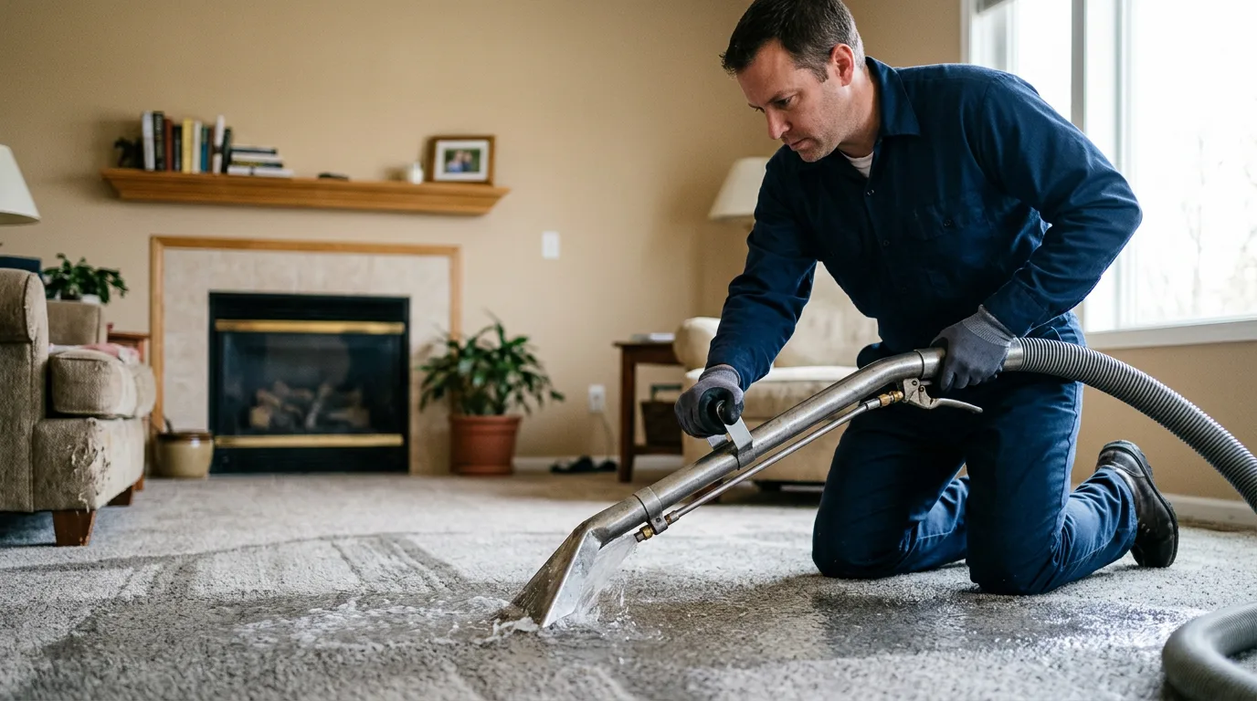 Water damage restoration technician working near Lockwood, MO